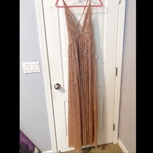 Sparkly mauve backless maxi dress